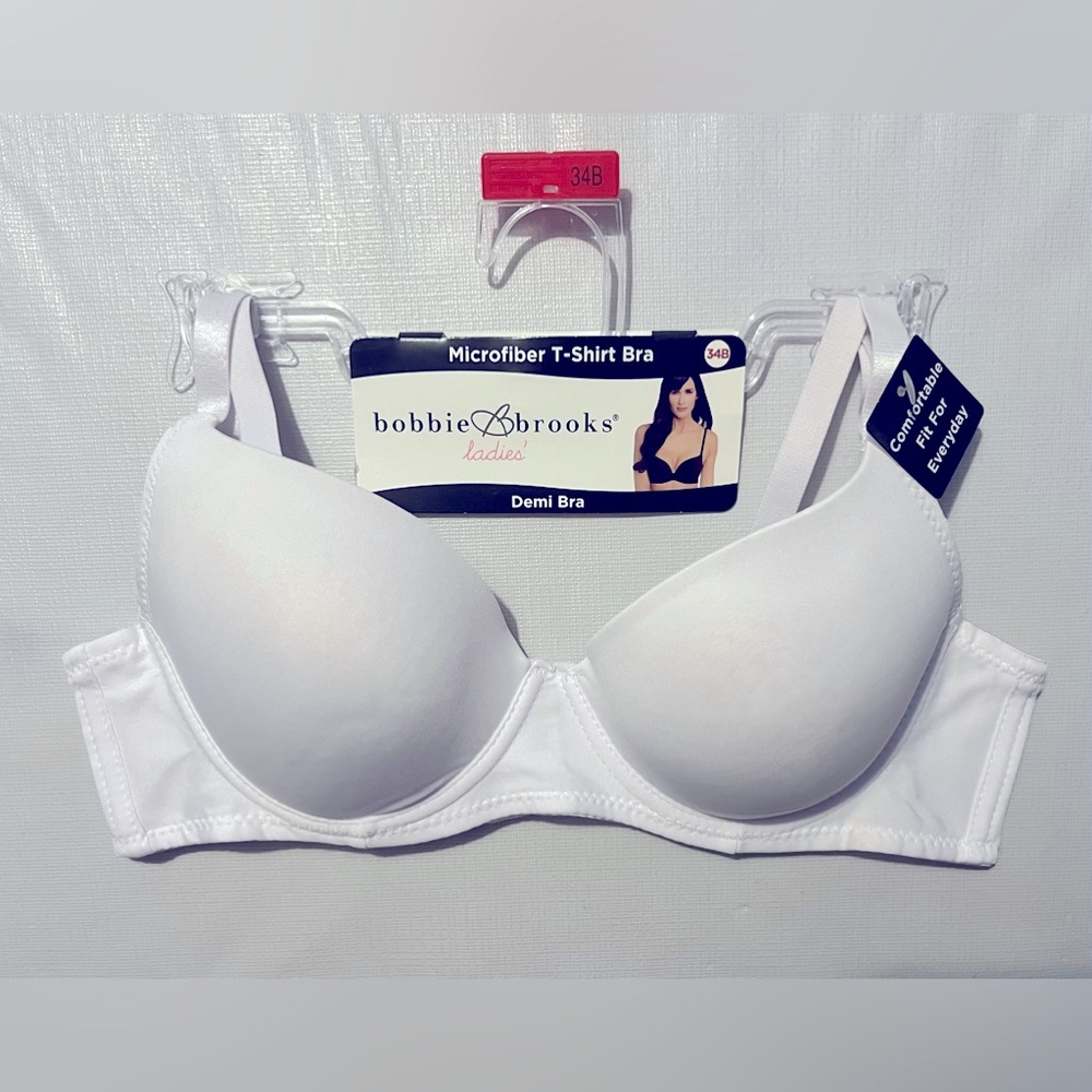 NEW Bobbie Brooks Microfiber Demi Underwire T-Shirt Bra - 34B White